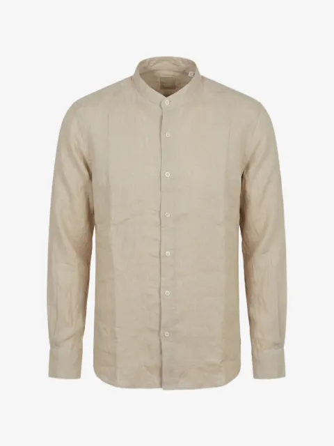 120% Lino band-collar linen shirt
