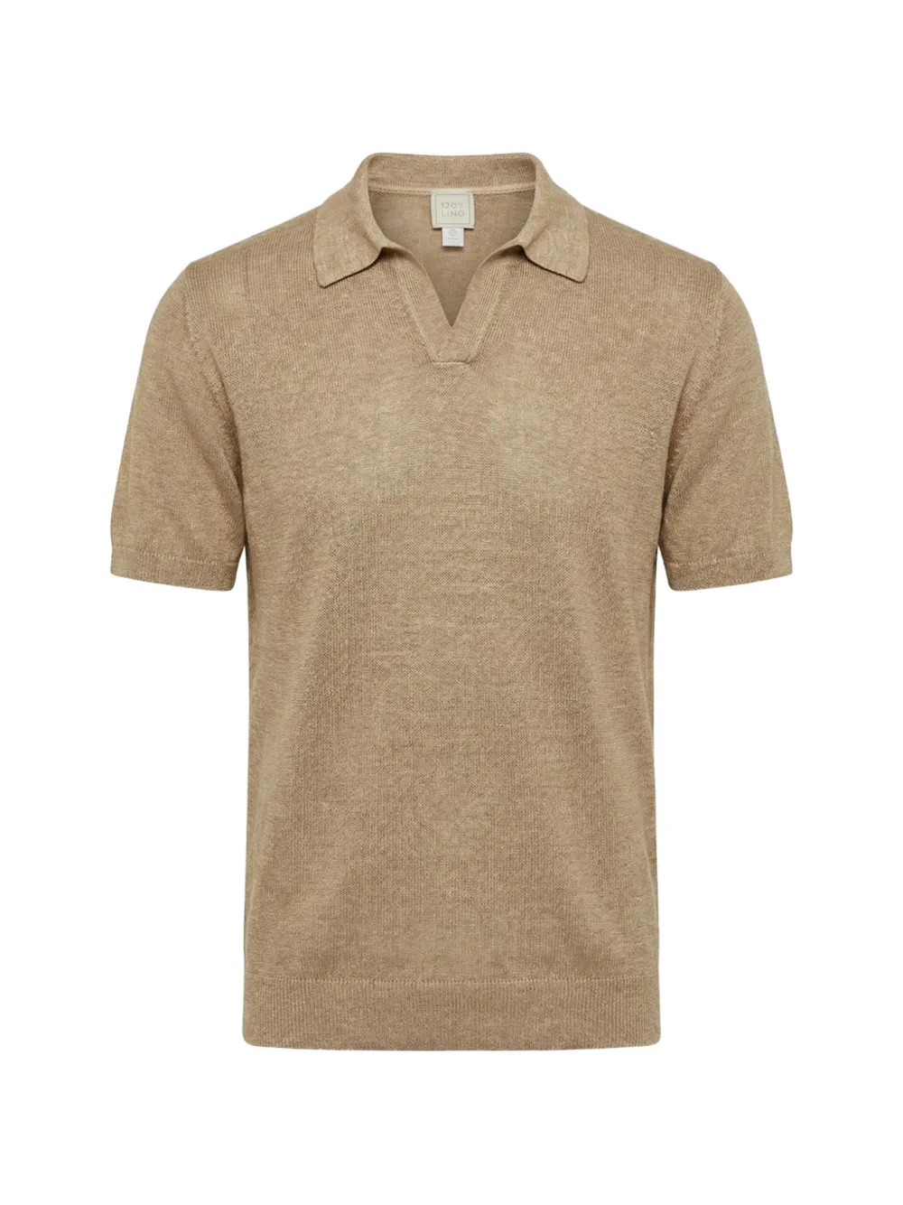 120% Lino knitted V-neck T-shirt - Toni neutri