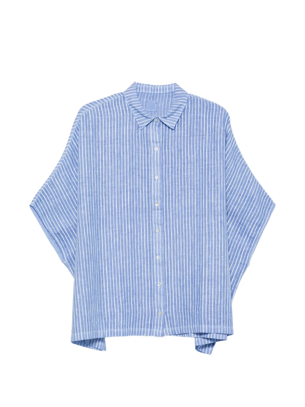 120% Lino Striped Linen Shirt In Blue