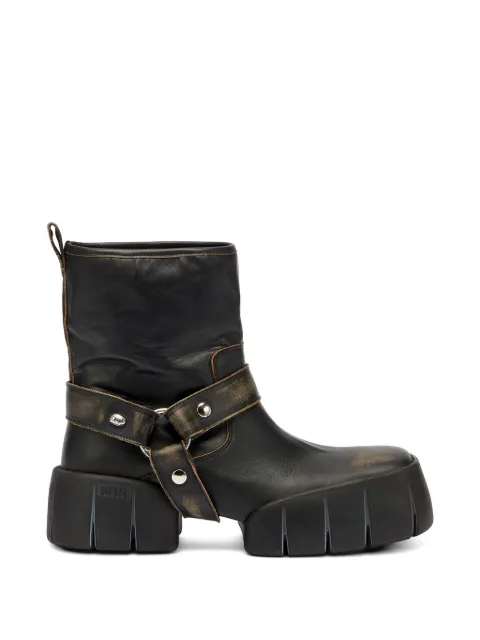 Diesel D-Tex strap-detail leather boots
