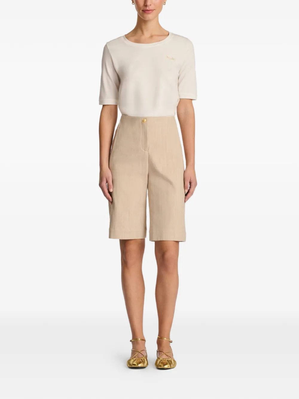 WEILL PARIS Denim bermuda shorts Beige