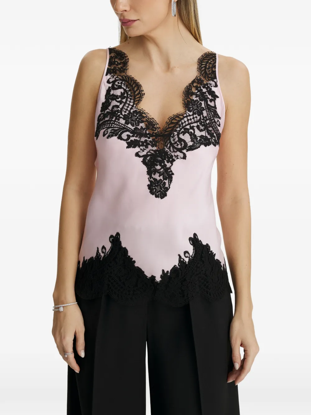 IL VOLO Top met kant Roze