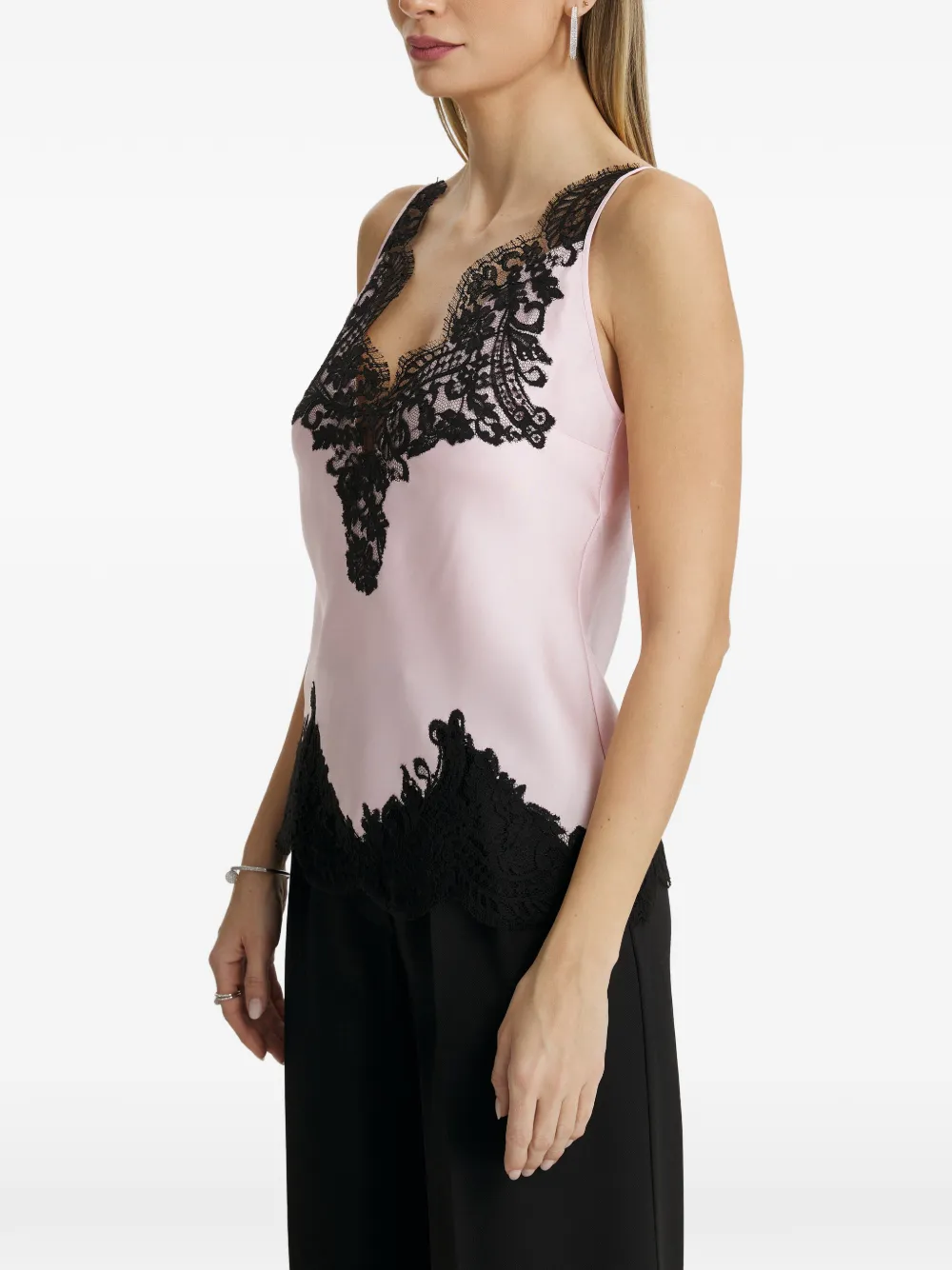 IL VOLO Top met kant Roze