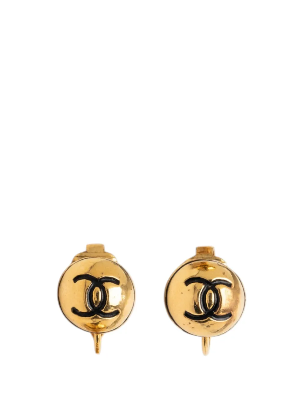 CHANEL Pre-Owned 1980-1990 Gold Plated CC Round Clip On Earrings costume earrings - Oro