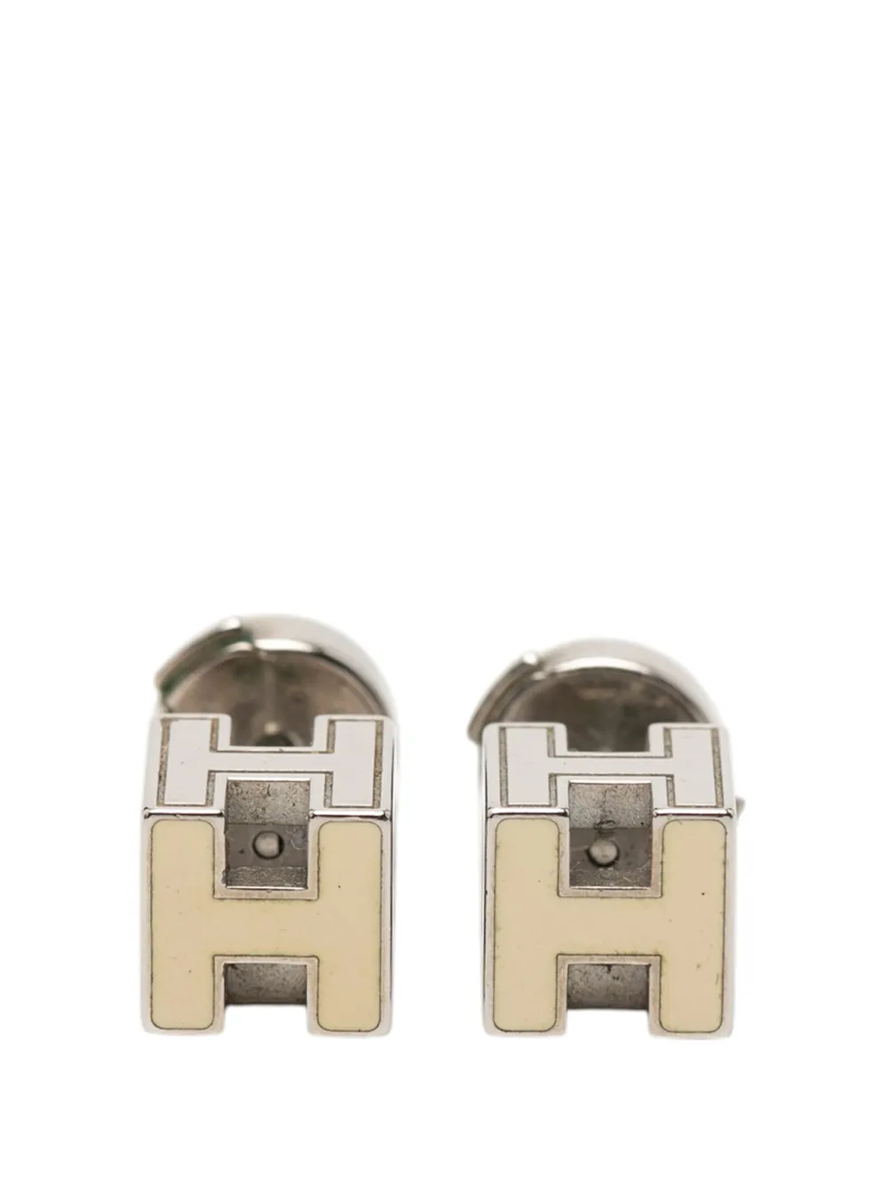 Hermès Pre-Owned 2000-2025 Palladium Plated Cage D H Cube Earrings costume earrings - Argento