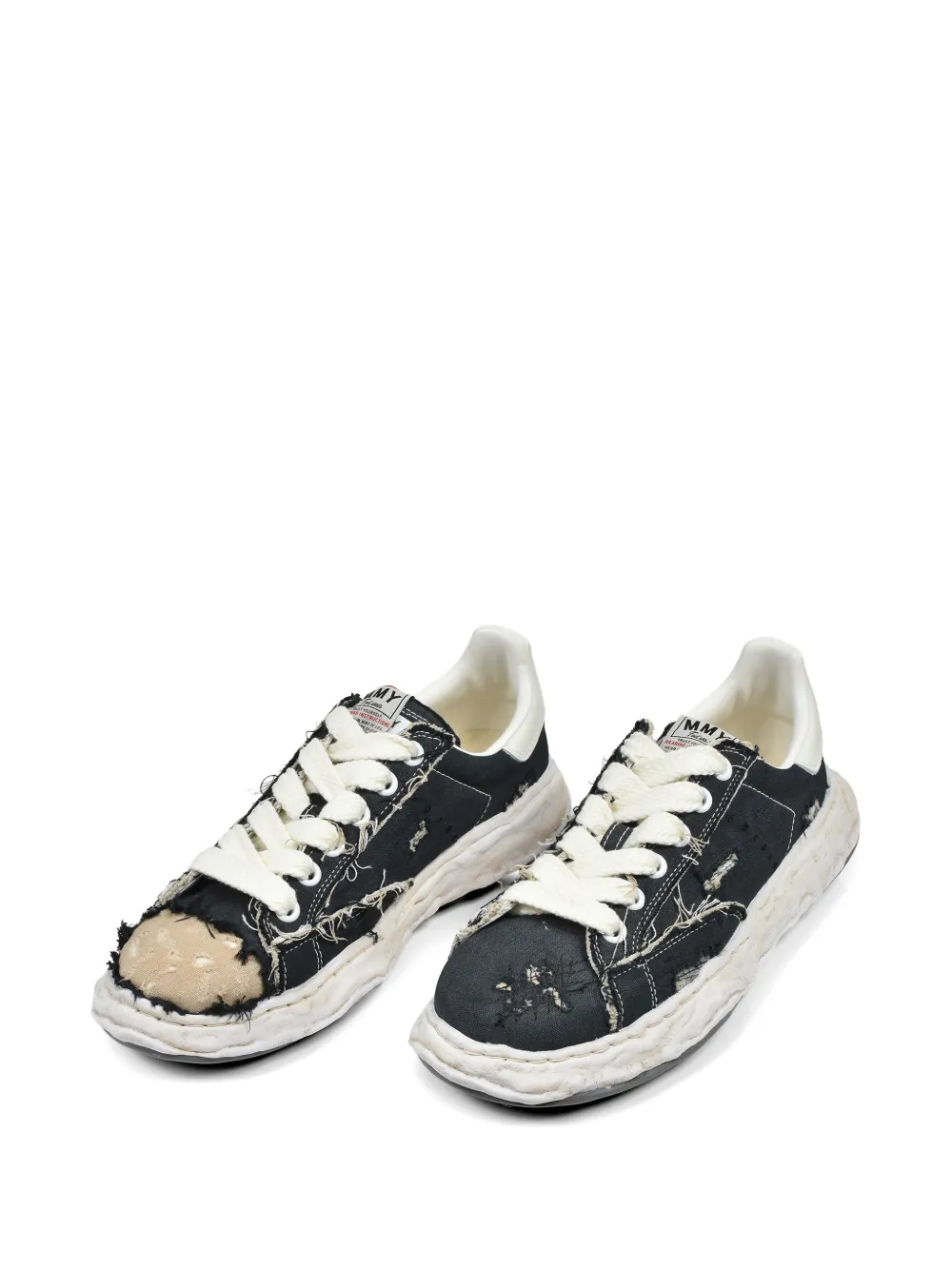 Maison MIHARA YASUHIRO Charles OG sole ripped-canvas sneakers Zwart