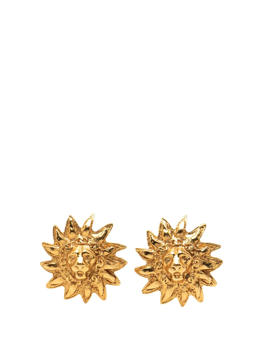 CHANEL Pre-Owned 1970-1980 Gold Plated Sun Lion Clip On Earrings costume earrings - Oro