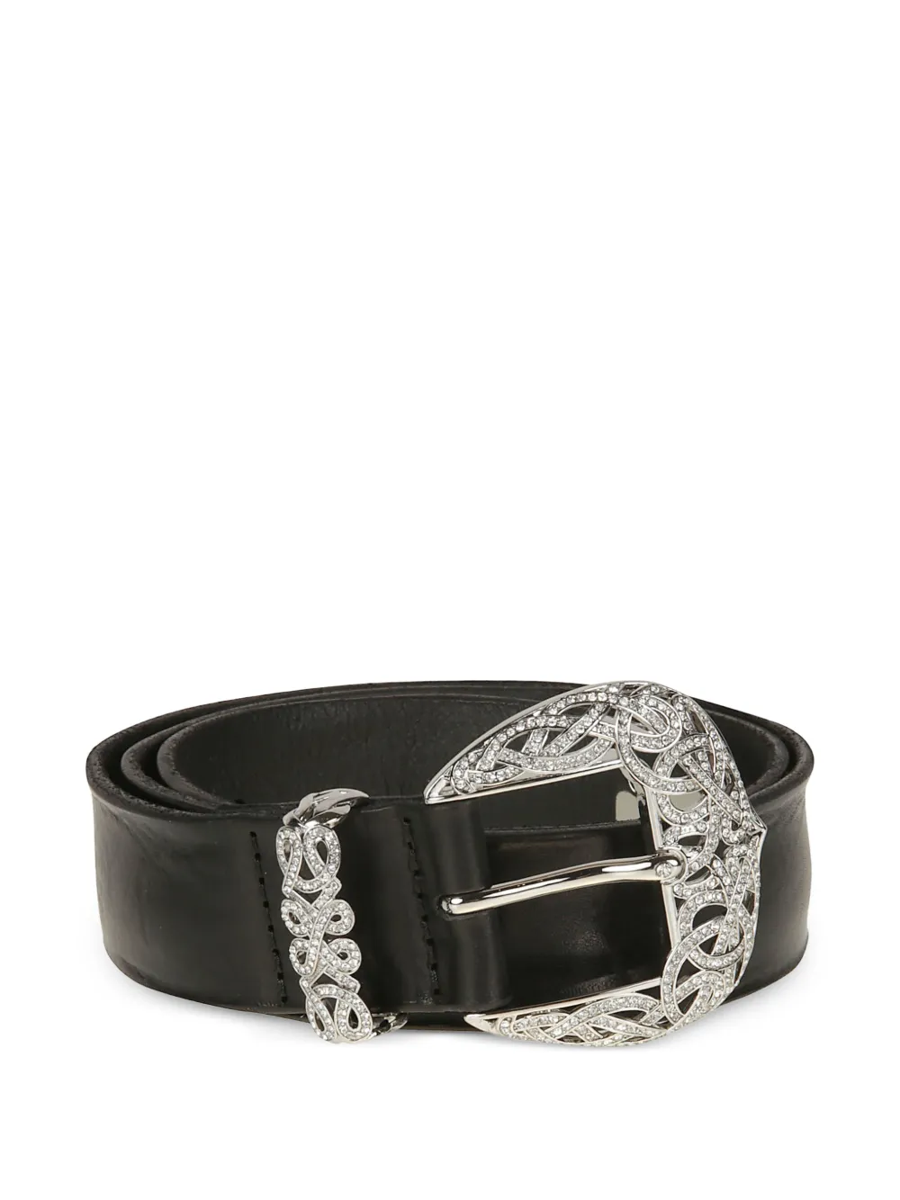  Orciani Crystal-embellished Leather Belt - Negro 