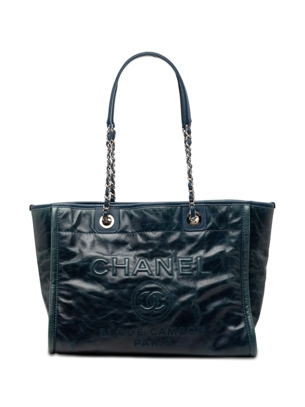 CHANEL Pre-Owned 2016-2017 Small Glazed Calfskin Deauville tote bag - Blu