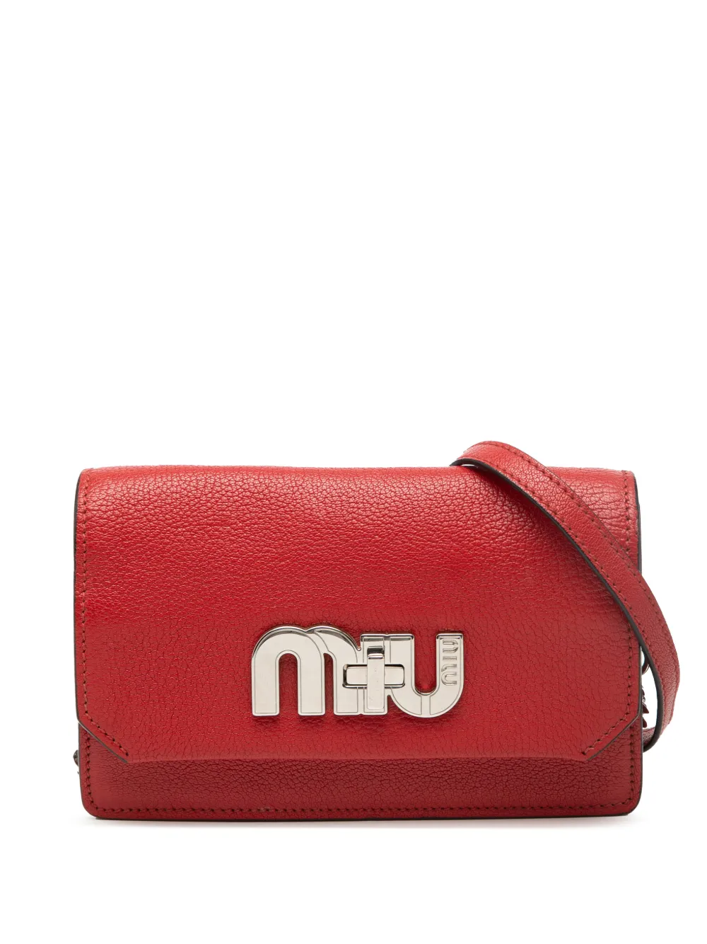 Miu Miu Pre-Owned 2010-2026 Goatskin Madras Miu Logo crossbody bag - Rosso