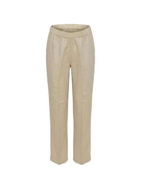 120% Lino pantalones con pinzas y pretina elástica