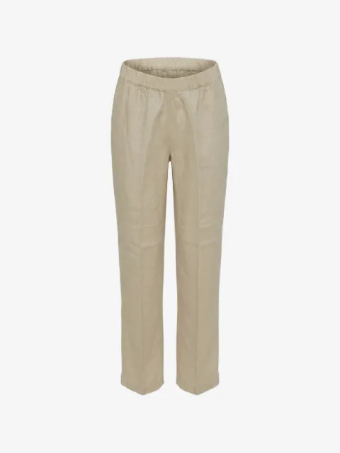 120% Lino elasticated-waistband pressed-crease trousers