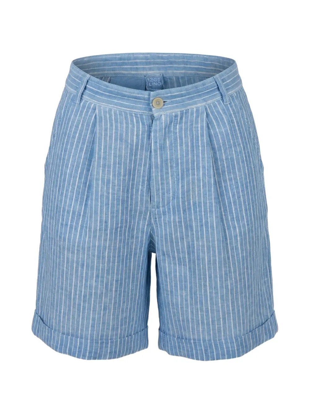 120% Lino pinstripe-print shorts - Blu