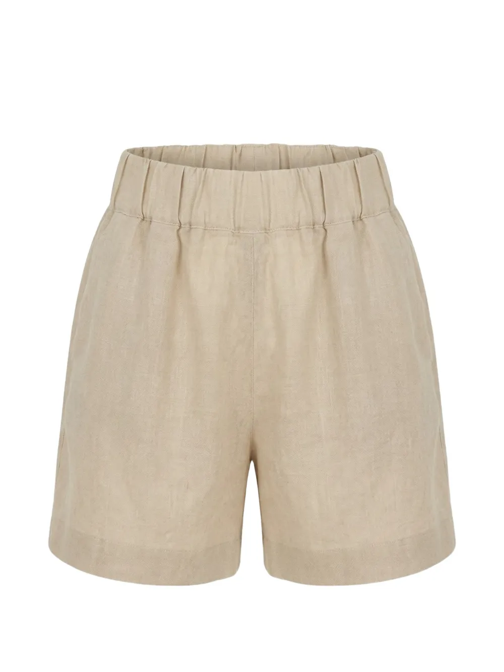 120% Lino elasticated-waist linen shorts - Neutrals
