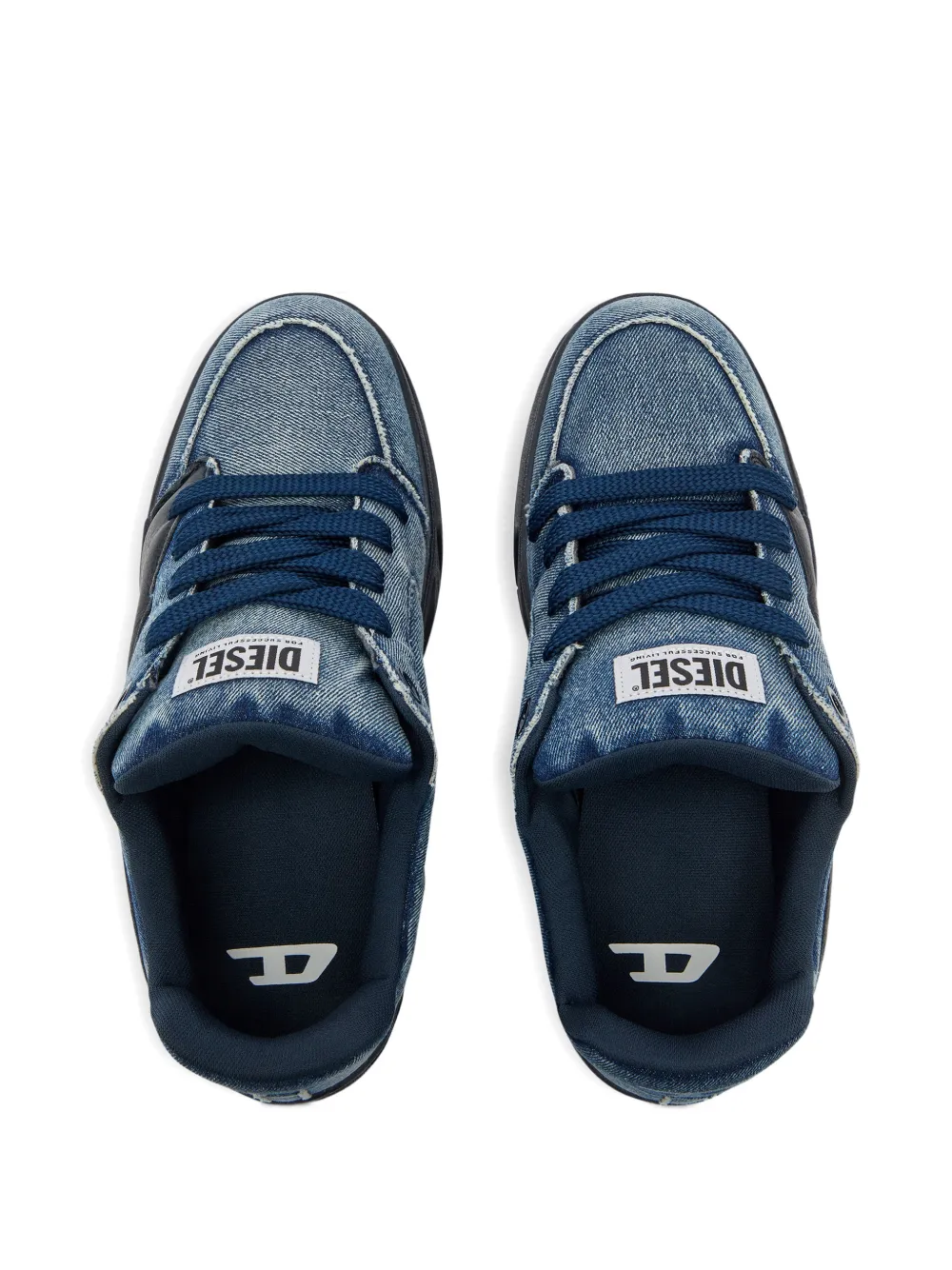 Diesel S-D-Ollie frayed denim sneakers Blauw