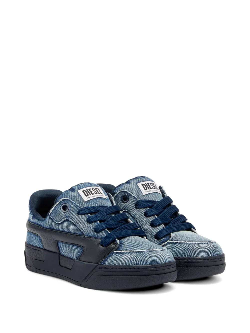 Diesel S-D-Ollie frayed denim sneakers Blauw