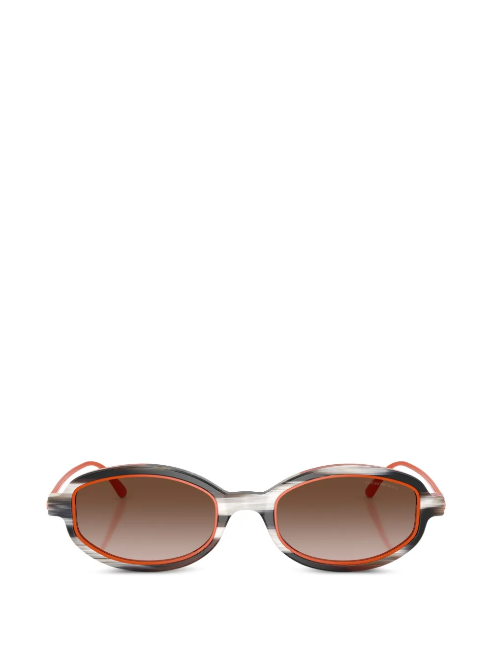Emporio Armani striped oval-frame sunglasses - Grigio
