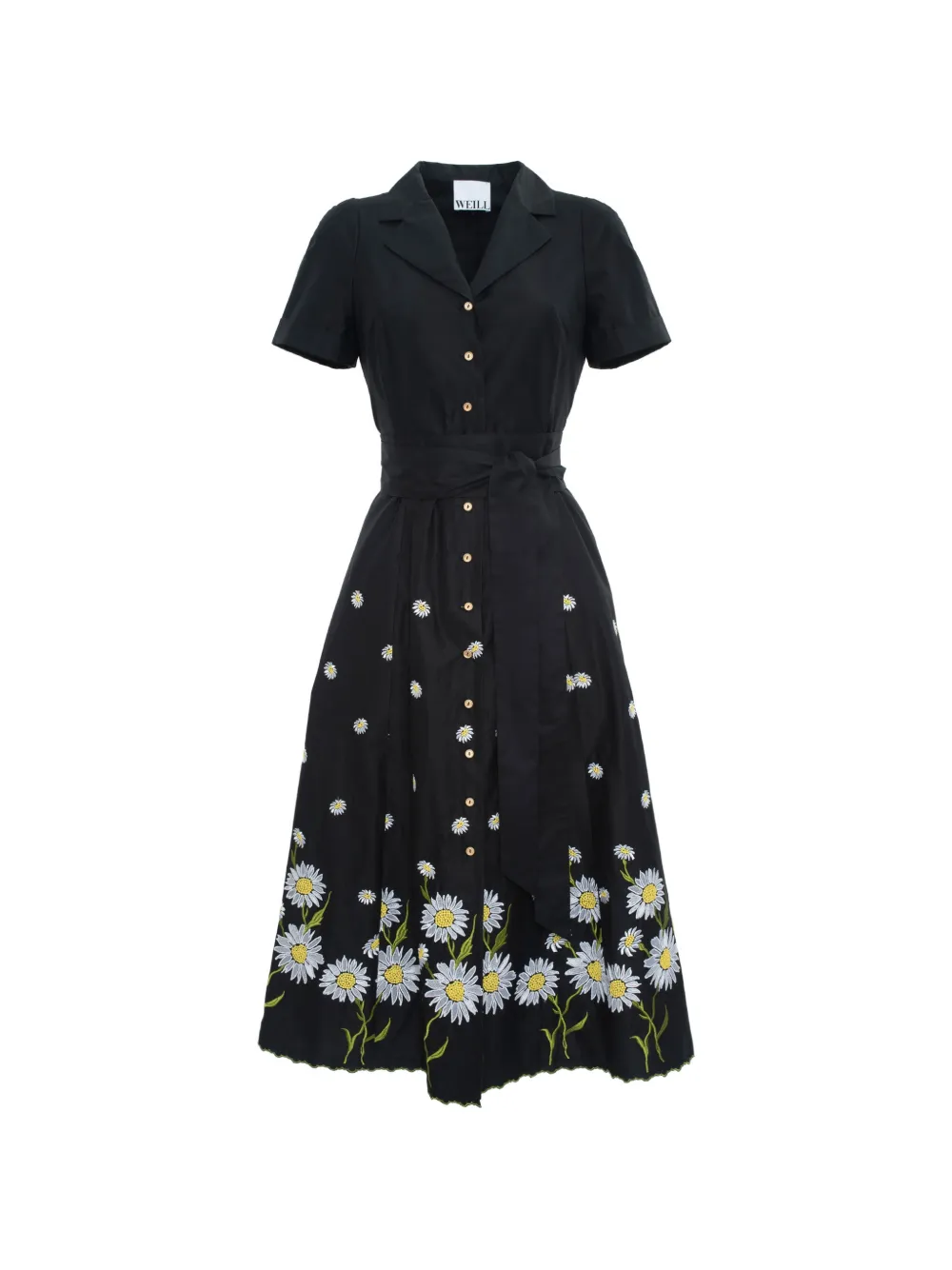 WEILL PARIS embroidered cotton shirt dress - Black