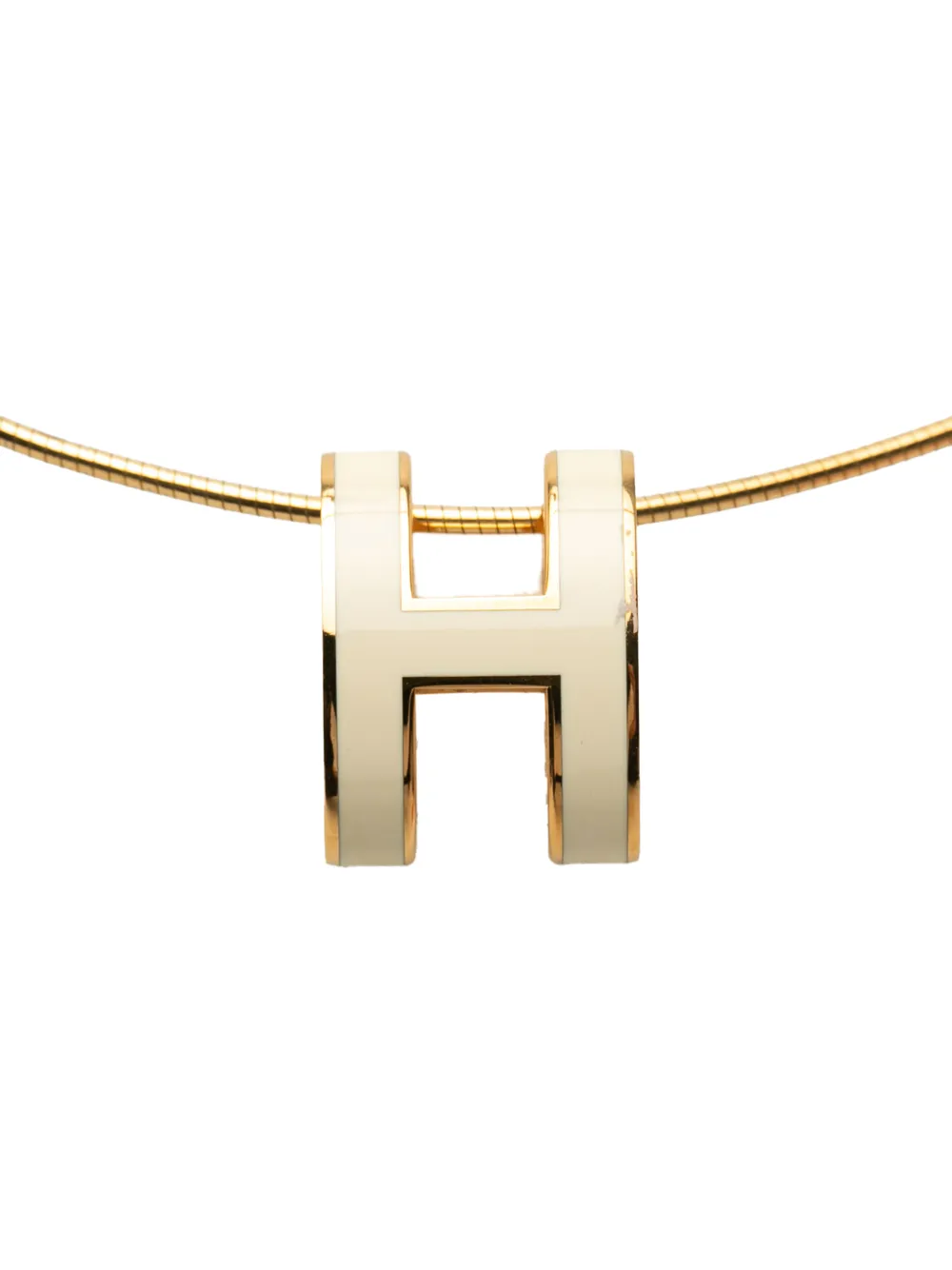 Hermès Pre-Owned 2000-2026 Gold Plated Enamel Pop H Pendant Necklace costume necklace - Bianco