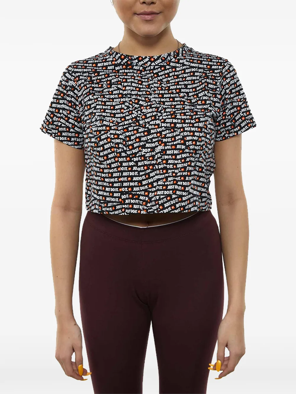 Nike logo-print cropped T-shirt - Nero