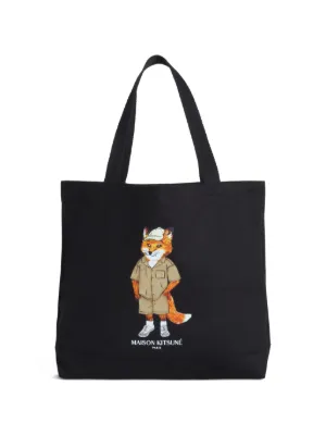 Maison Kitsuné Fox Head Canvas Tote Bag | Neutrals | FARFETCH