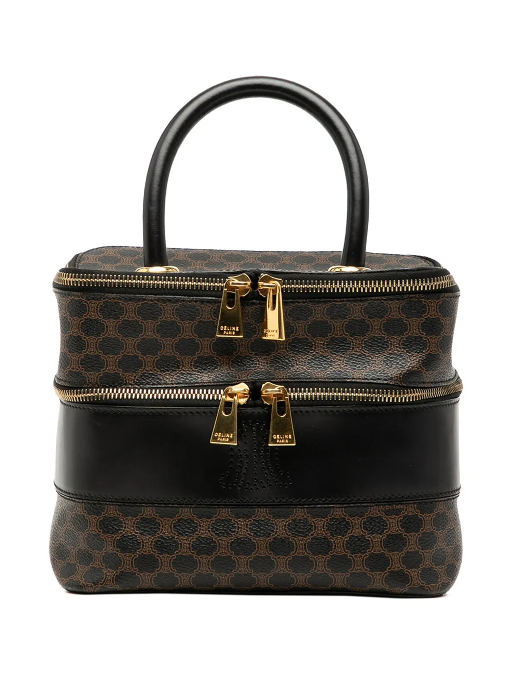 Celine Pre-Owned 1996 Macadam Coated Canvas Double Zip vanity bag - Marrone