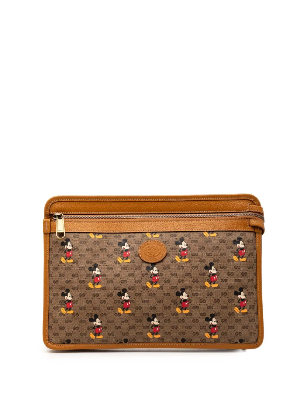 Gucci Pre-Owned 2016-2026 Disney Micro GG Supreme Mickey Mouse clutch bag - Marrone