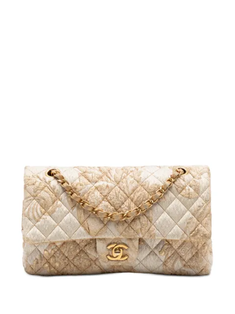 CHANEL Pre-Owned bolsa de hombro Classic mediana de lona bordada con doble solapa 2011