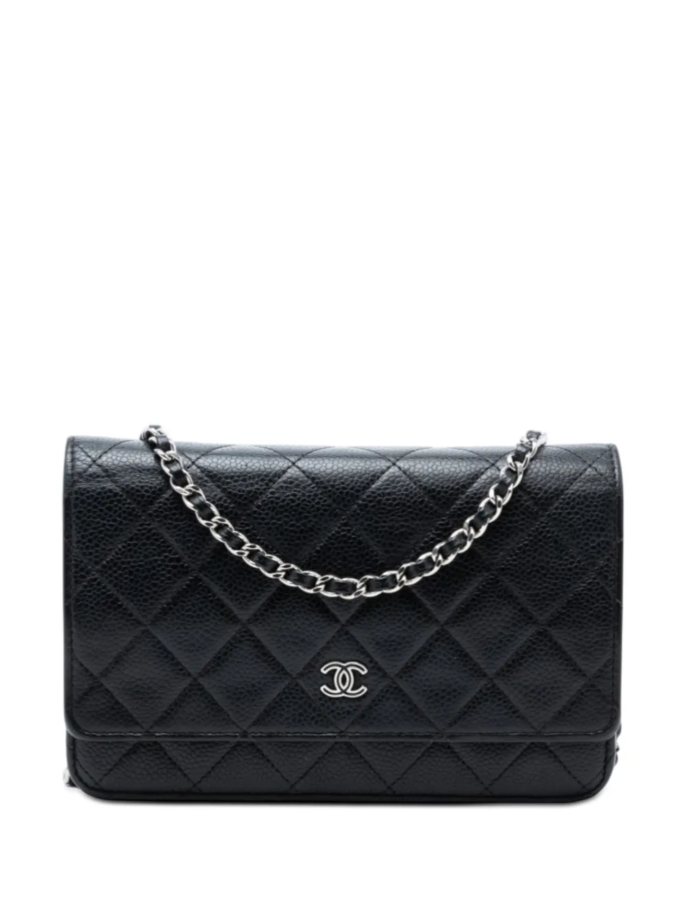 CHANEL Pre-Owned 2014-2015 CC Quilted Caviar Wallet on Chain crossbody bag - Nero