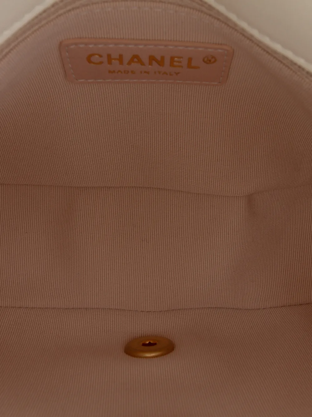 Chanel Pre-owned 2021-2025 Small Quilted Lambskin on and on Chain Flap Shoulder Bag in White, view 5