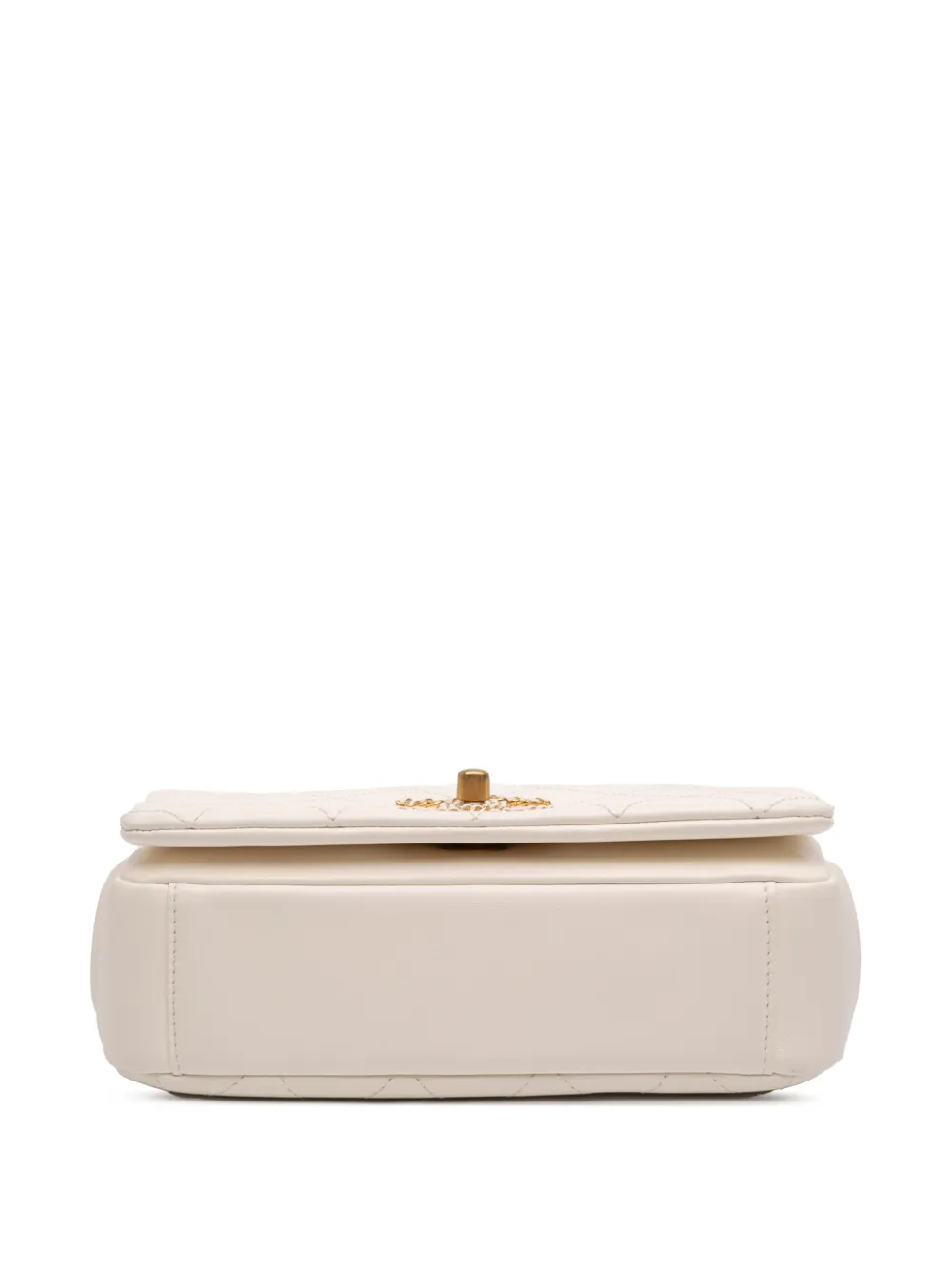 Chanel Pre-owned 2021-2025 Small Quilted Lambskin on and on Chain Flap Shoulder Bag in White, view 4