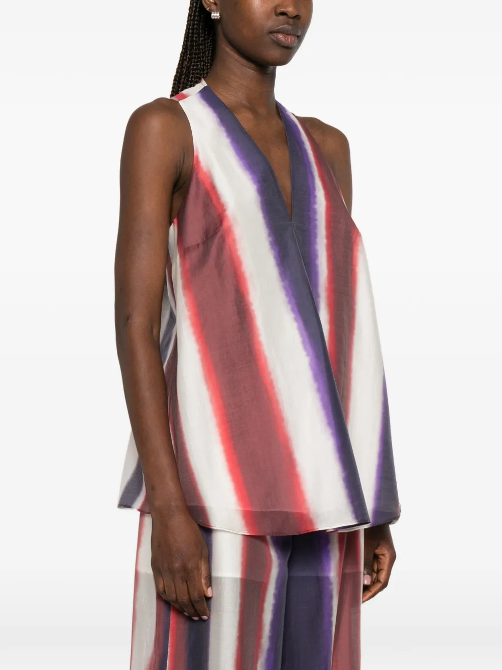 TWINSET Gestreepte top met racerback Rood