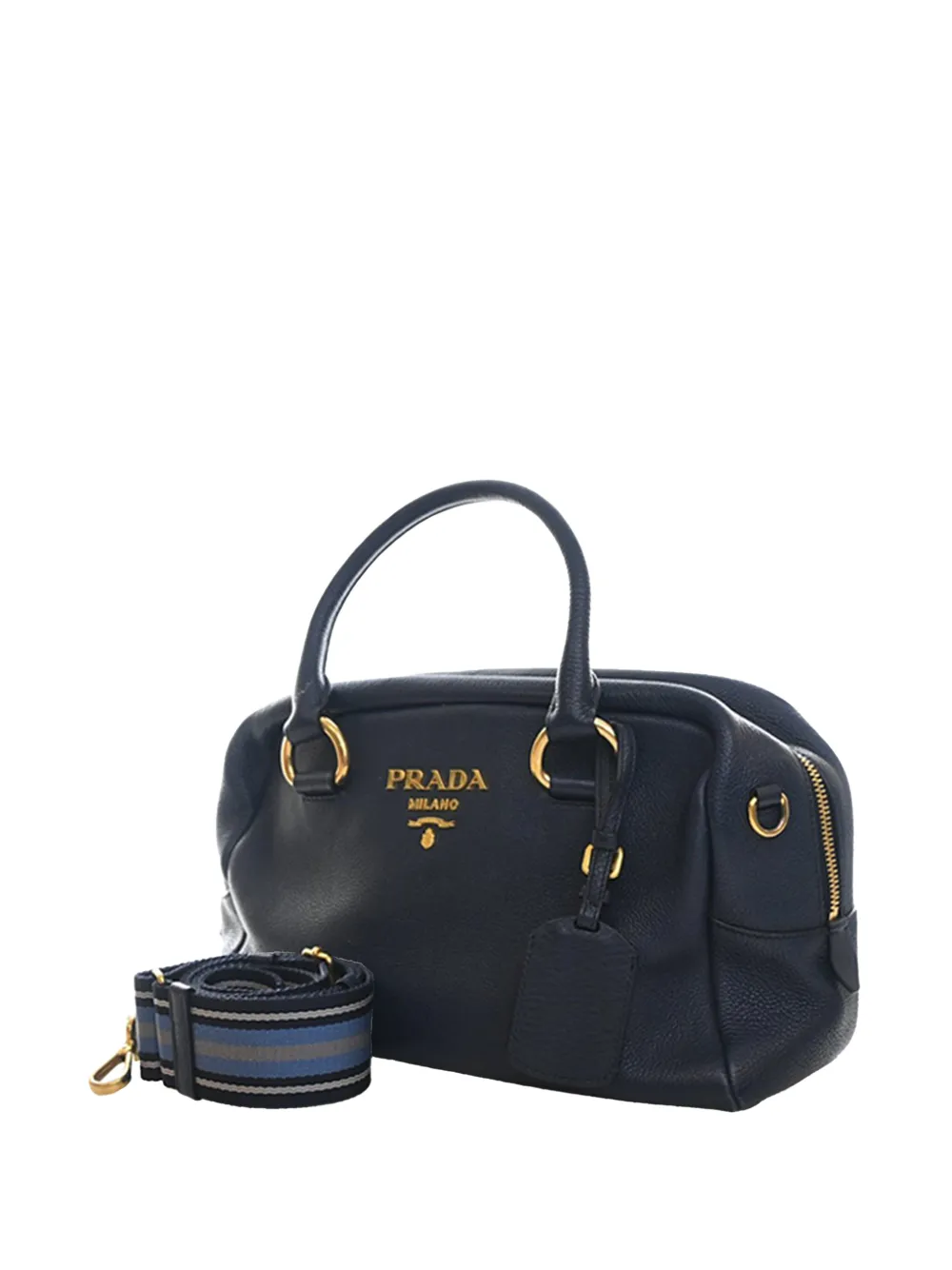 Prada Pre-Owned 2000-2026 Vitello Phenix Bauletto Satchel | Blue