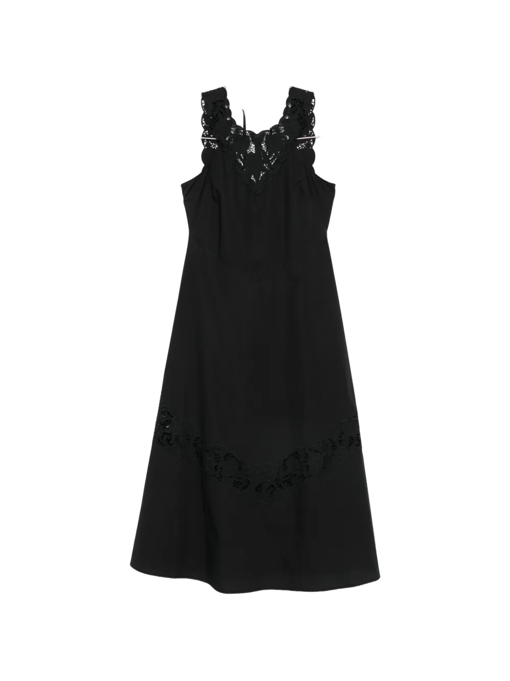 TWINSET lace-detail crew neck midi dress - Nero