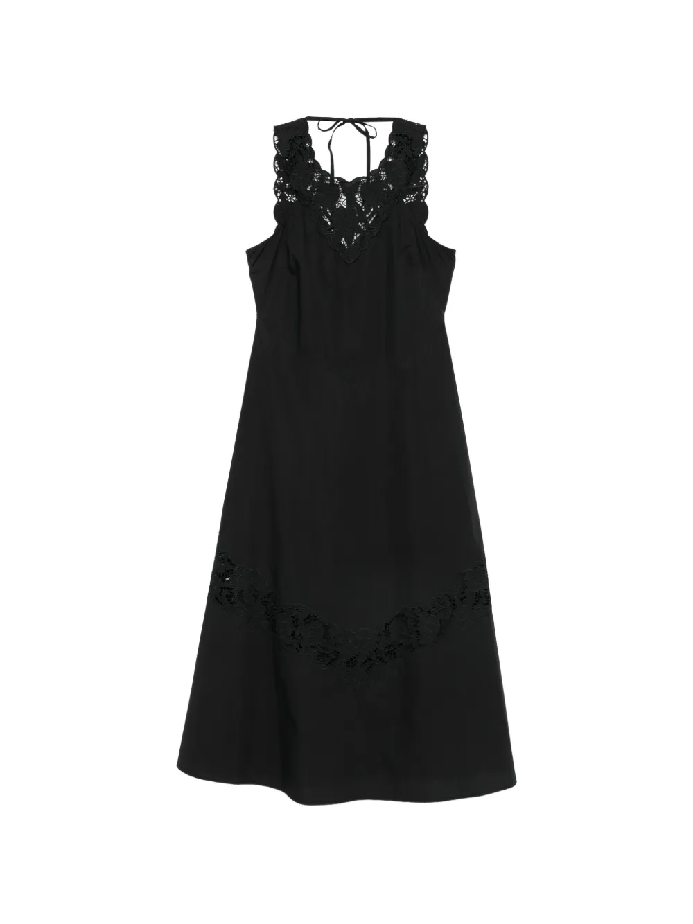 TWINSET lace-detail crew neck midi dress - Nero