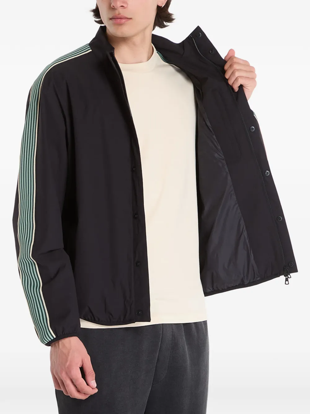 Ea7 Side-stripe Logo-patch Jacket In Black