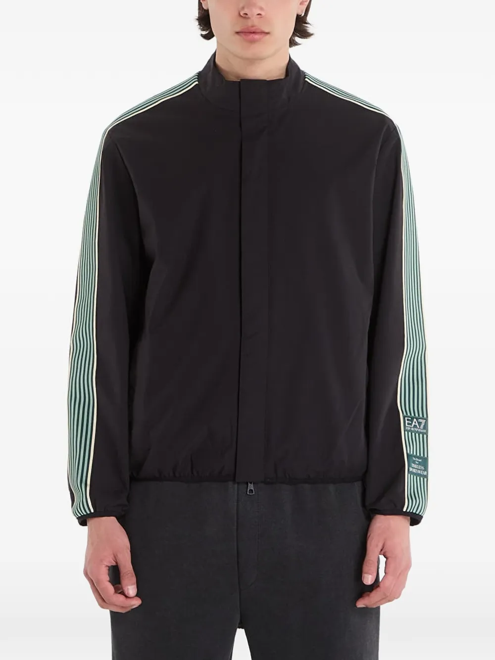 Ea7 Emporio Armani side-stripe logo-patch jacket - Schwarz