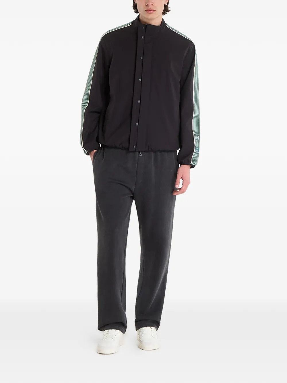 Ea7 Side-stripe Logo-patch Jacket In Black