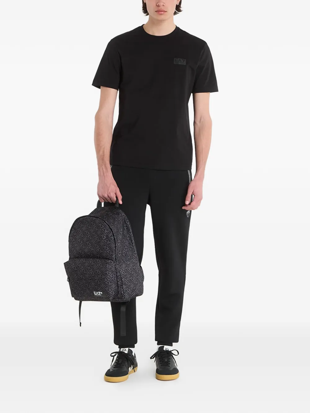 Ea7 Emporio Armani T-shirt met logopatch Zwart