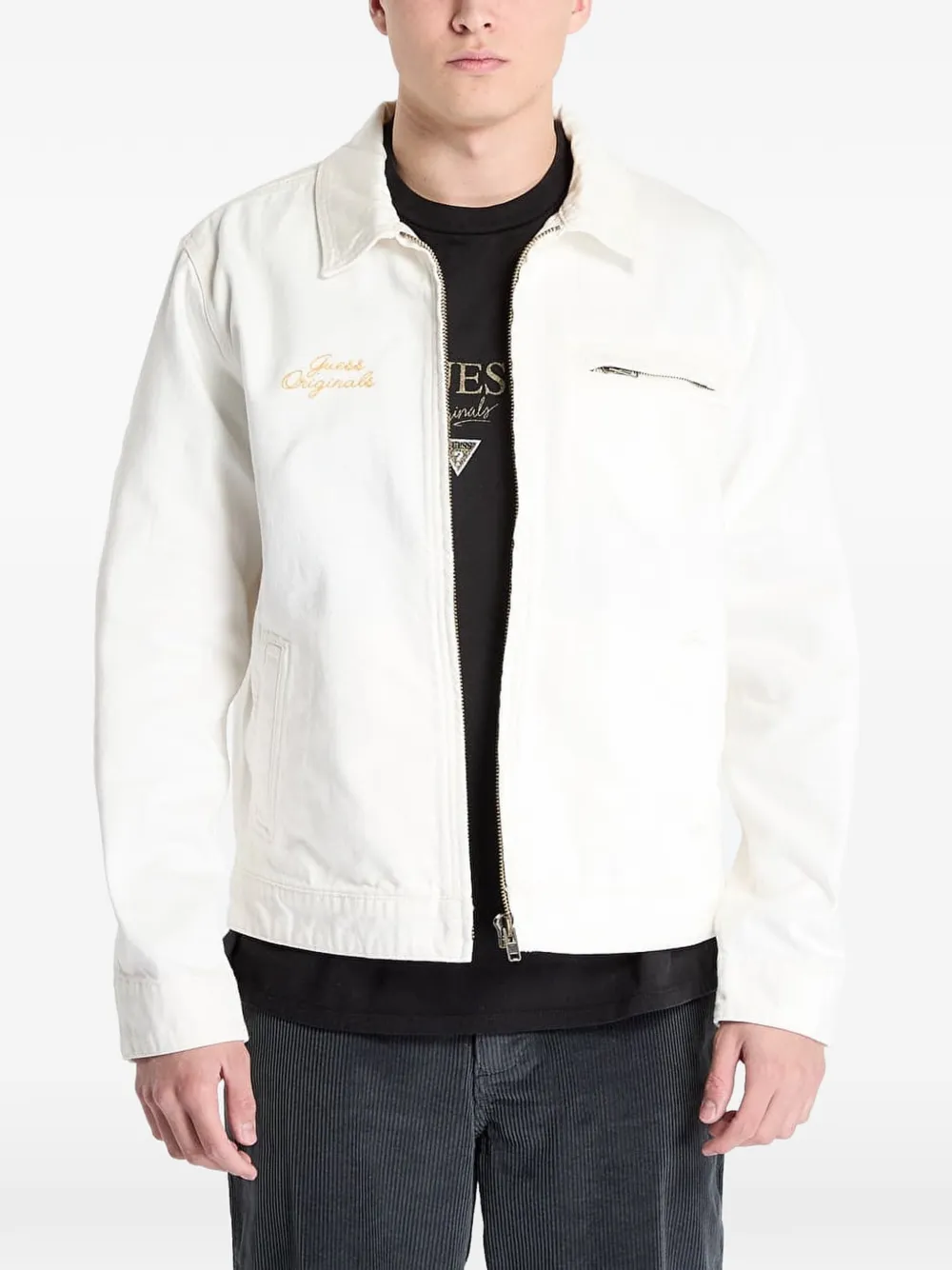 GUESS USA zip-up embroidered jacket - Toni neutri