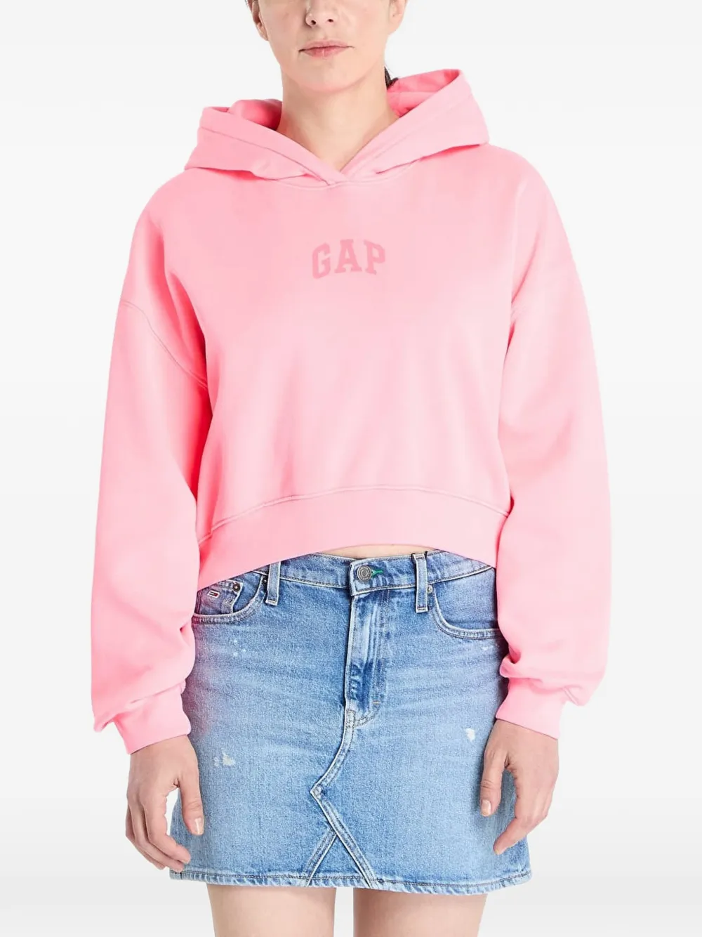 GAP logo-detail long-sleeve hoodie - Rosa