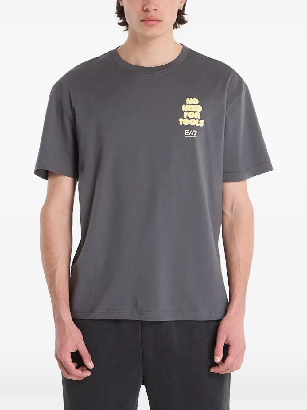 Ea7 Slogan-print Graphic-print T-shirt In Gray