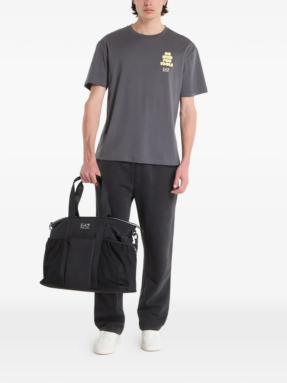 Ea7 Emporio Armani T-shirt met tekst en grafische print Grijs