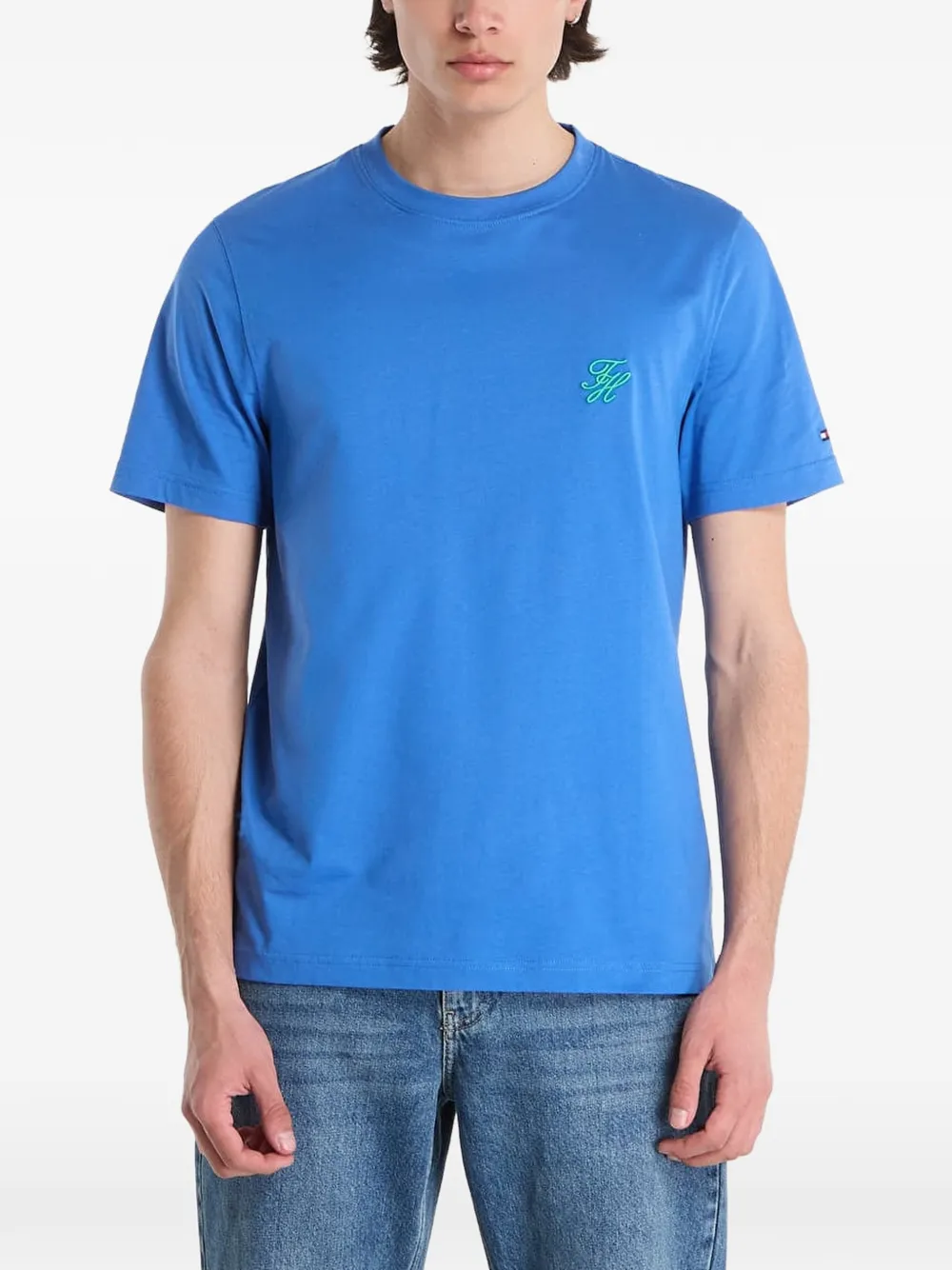 Tommy Hilfiger Script Monogram Swimshop logo-embroidered cotton T-shirt - Blu