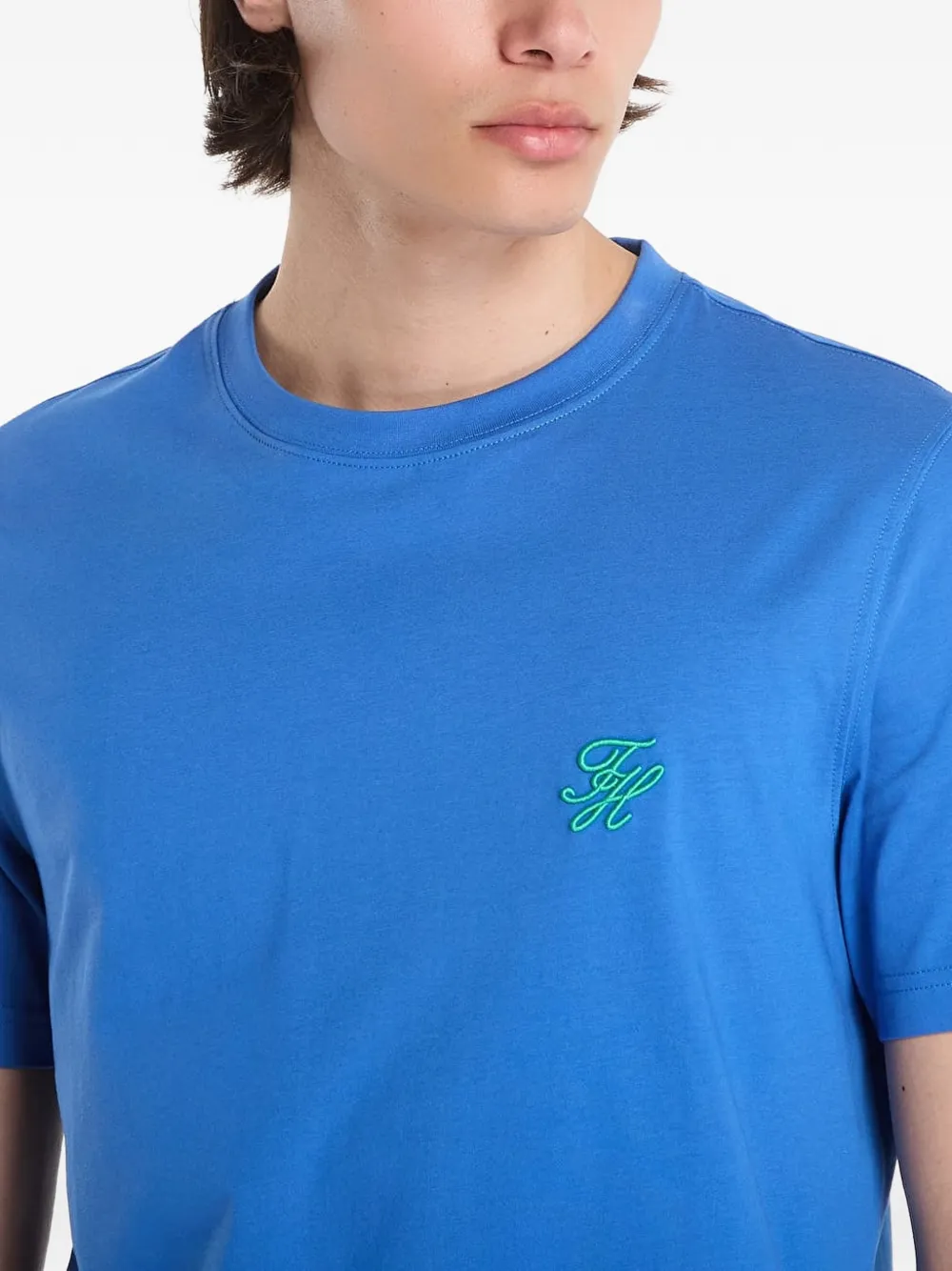 Tommy Hilfiger Script Monogram Swimshop katoenen T-shirt met geborduurd logo Blauw