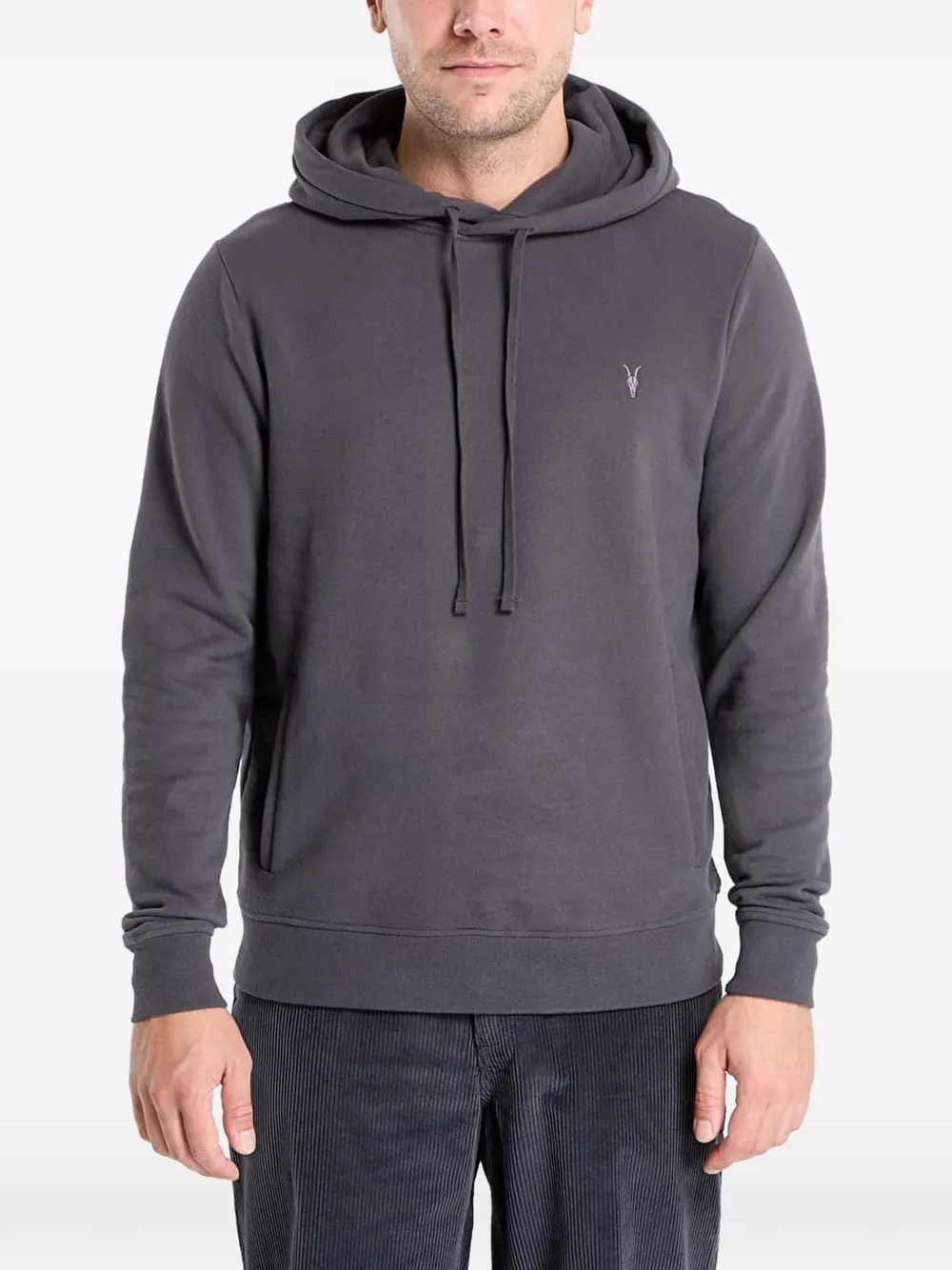 AllSaints Raven logo-embroidered hoodie - Grigio