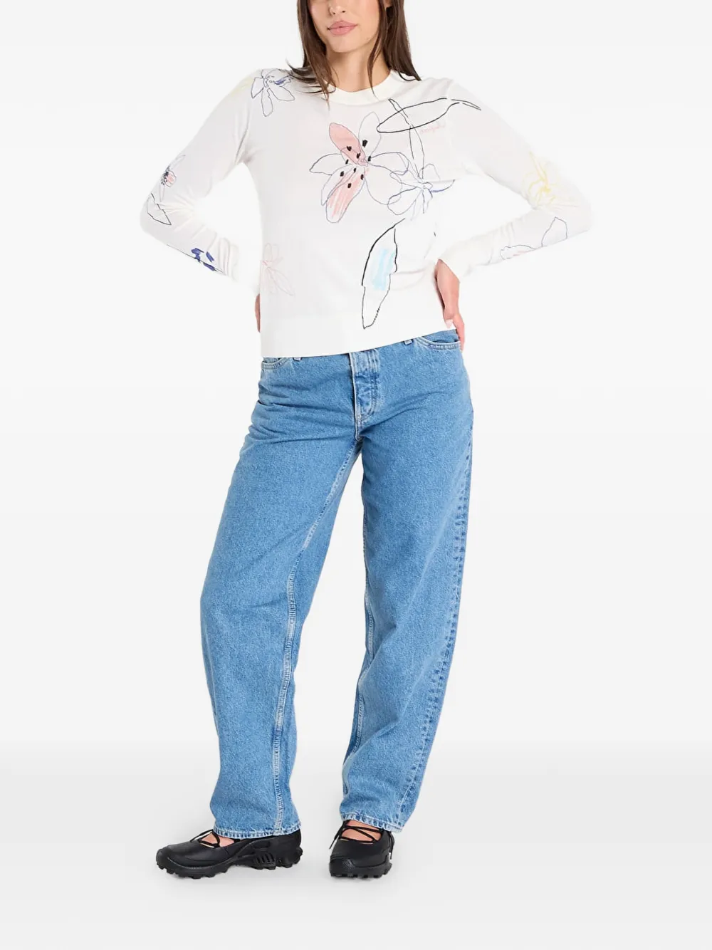  Desigual Jersey Con Estampado Floral - Blanco 