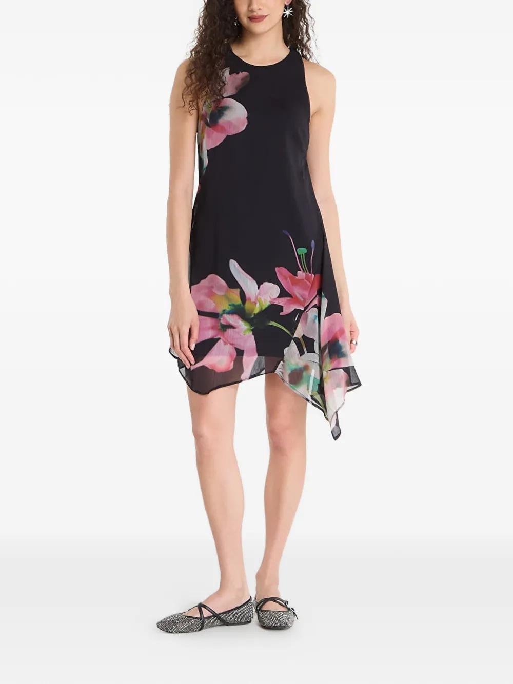 Desigual Mini-jurk met bloemenprint Zwart