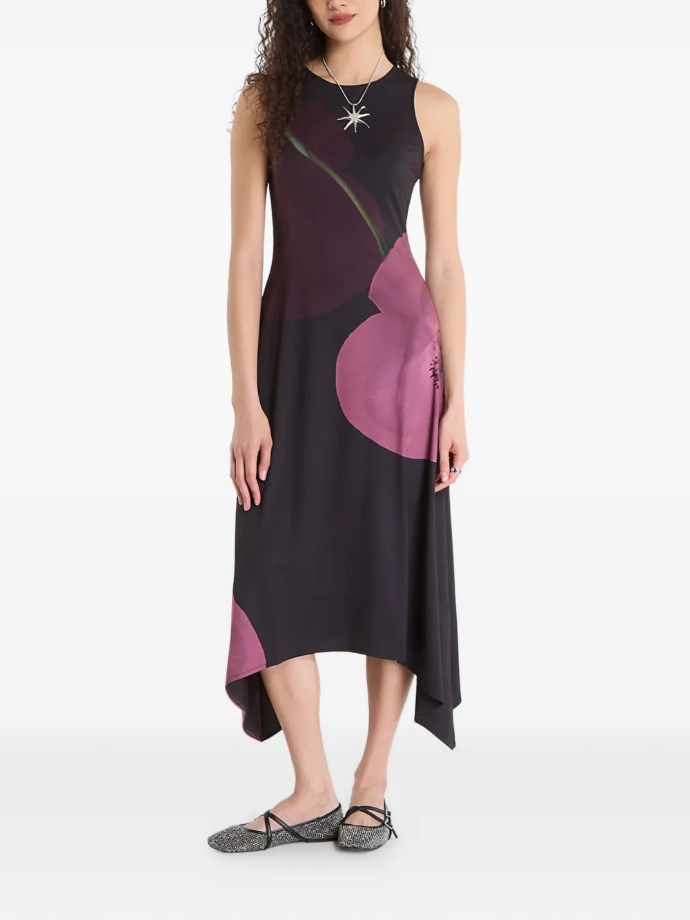Desigual floral-print midi dress - Nero