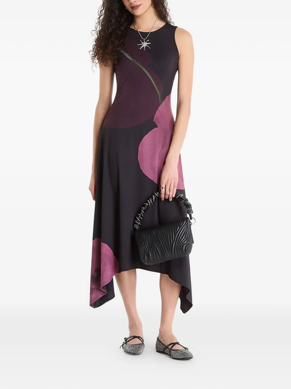 Desigual Midi-jurk met bloemenprint Zwart